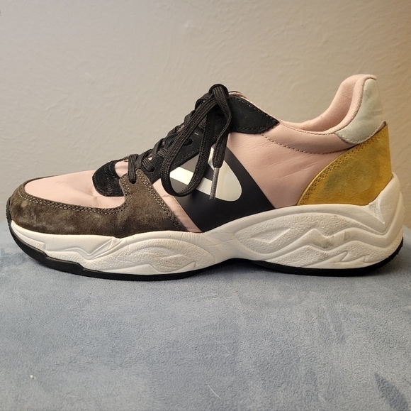 Tretorn Lexie Suede Lace-Up Sneakers Pink and Yellow Women's Size 9 Low Top - Picture 3 of 10